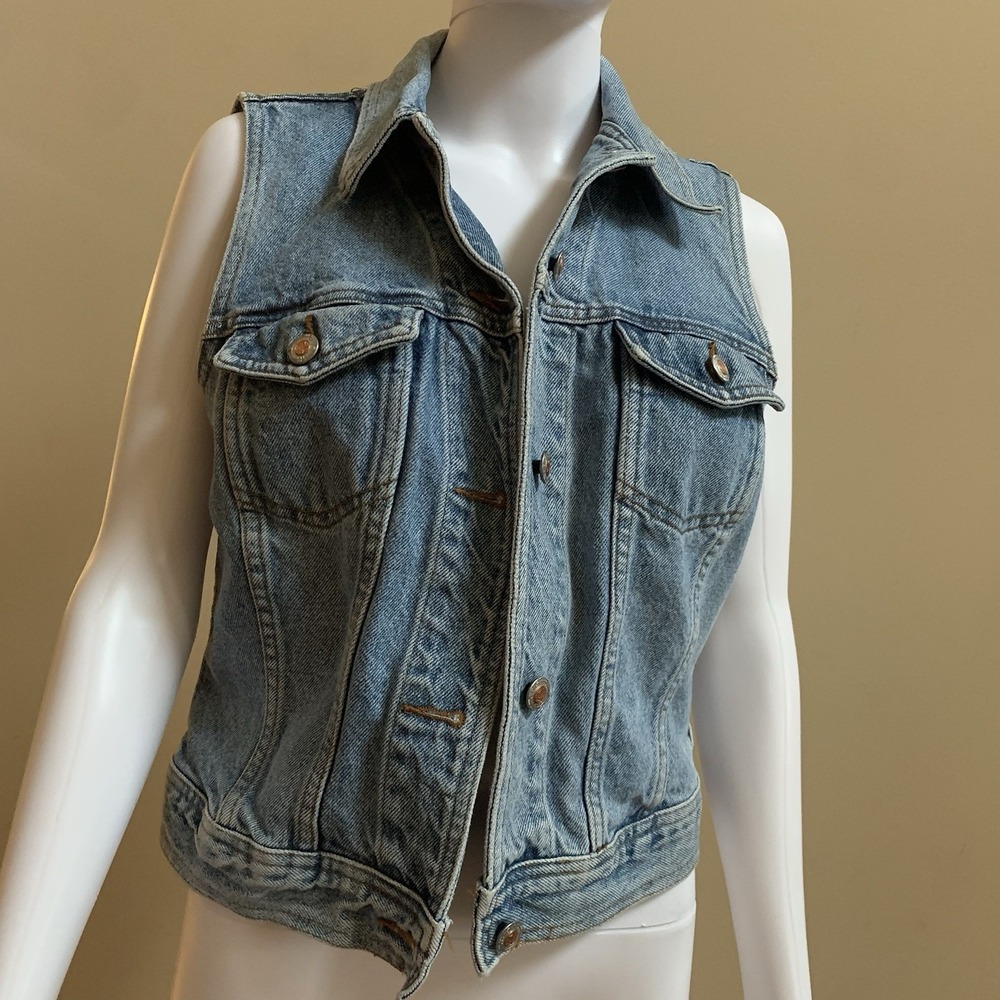 Genaine AUTHENTIC Denim Vest Women's Medium -by Paris Sport Club Jean Jacket VTG